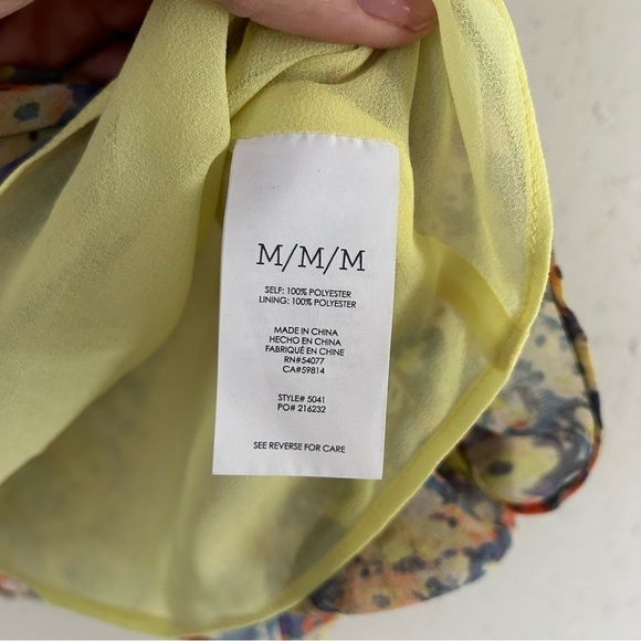 CAbi Positano Yellow Floral Layered Tank Top Tunic Blouse Medium Easter Spring - Picture 5 of 8